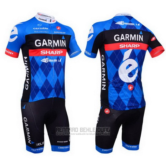 2013 Fahrradbekleidung Garmin Sharp Blau Trikot Kurzarm und Tragerhose